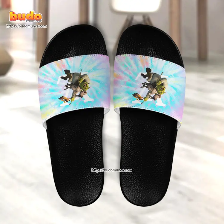 Slide sandals shrek with friends movie and louis vuitton gift unique slide sandals for man woman and kid